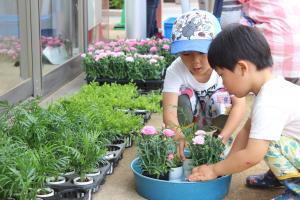 花を選ぶ子ども