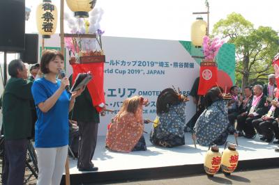 屋外ステージで上演された畔吉ささら獅子舞１