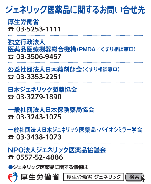 ジェネリック医薬品に関するお問い合わせ